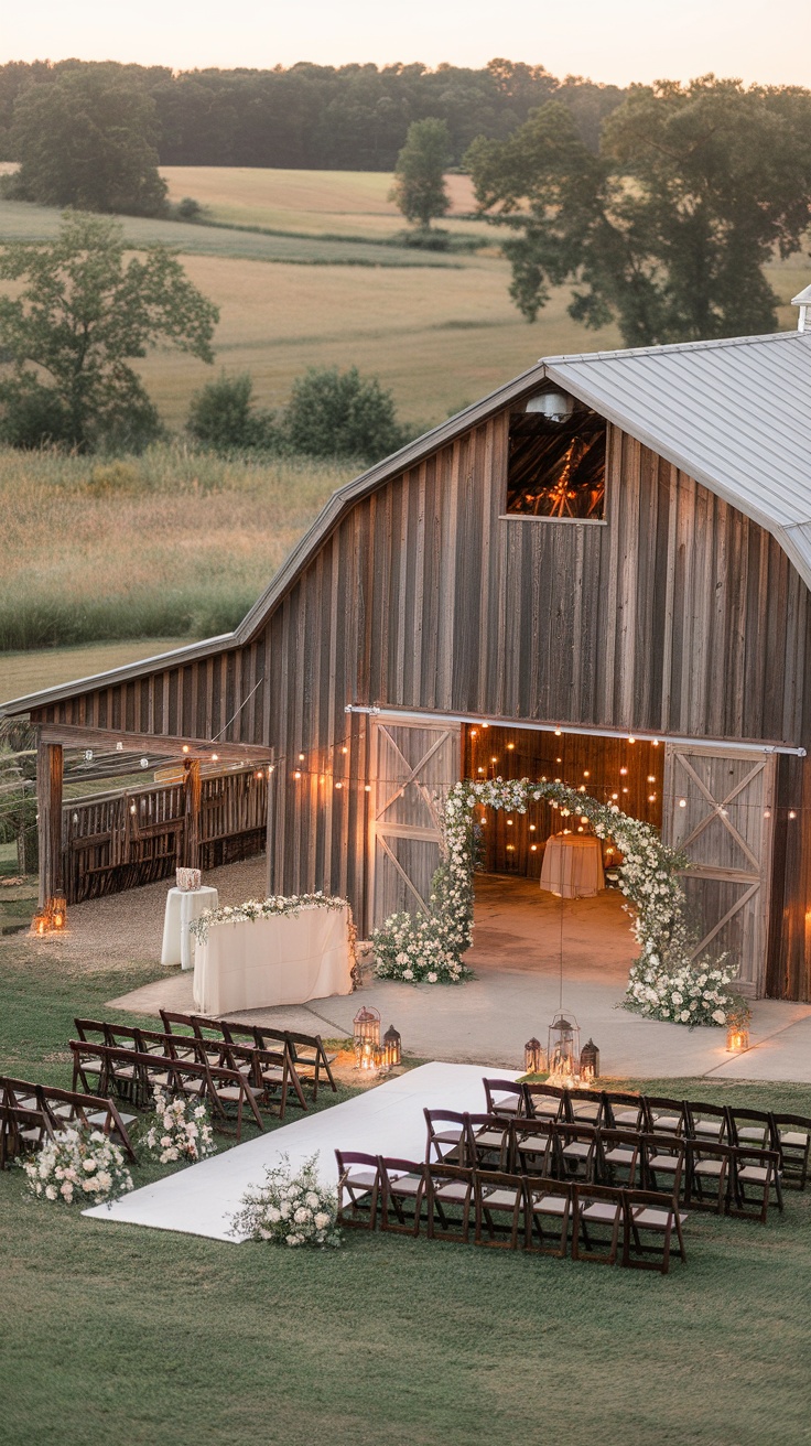 The Barn at Sycamore Farms, a rustic wedding venue with beautiful floral decorations and an elegant setting.